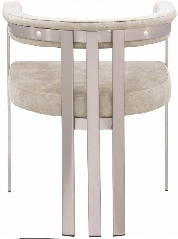 Meridian Furniture Marcello Beige/Brushed Chrome Velvet Dining Chair-2
