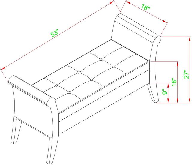 Brassex Inc. Red Accent Bench-1