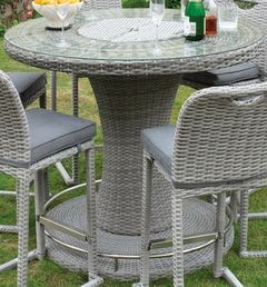 Furniture of America® Cyprus Gray Aluminum/Faux Wicker Outdoor Bar Table