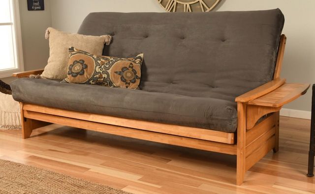 Kodiak Furniture Phoenix Suede Gray/Butternut Queen Futon with Mattress-1