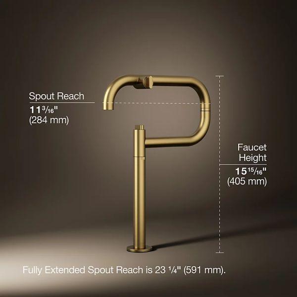 KOHLER® Components® Vibrant Brushed Moderne Brass Deck-Mount Pot Filler-4