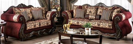 Furniture of America® Matteo 2-Piece Burgundy Living Room Set