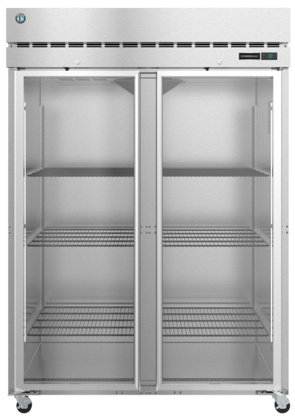 Hoshizaki Steelheart® 55" 50.1 Cu. Ft. Stainless Steel Two Section Upright Refrigerator with Full Glass Doors and Lock-0