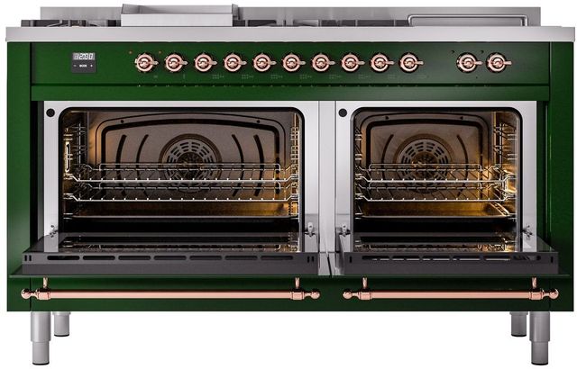 Ilve® Nostalgie II Series 60" Emerald Green Pro Style Dual Fuel Range-1