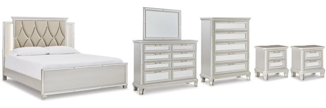 Signature Design by Ashley® Lindenfield 6-Piece Silver King Upholstered Panel Bed Set-0
