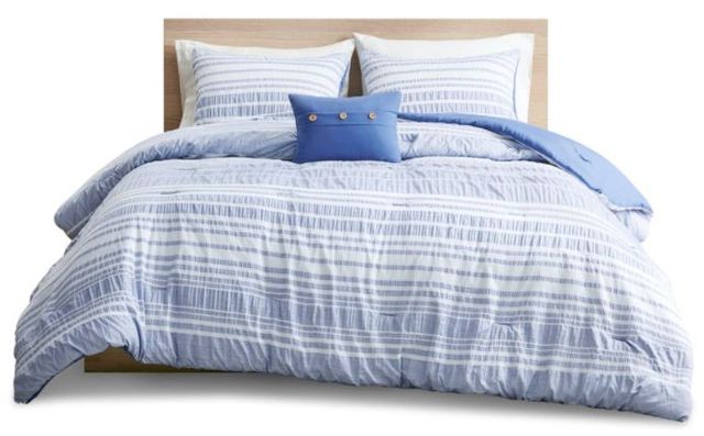 Olliix by Intelligent Design Lumi Blue Full/Queen Striped Comforter Set-0