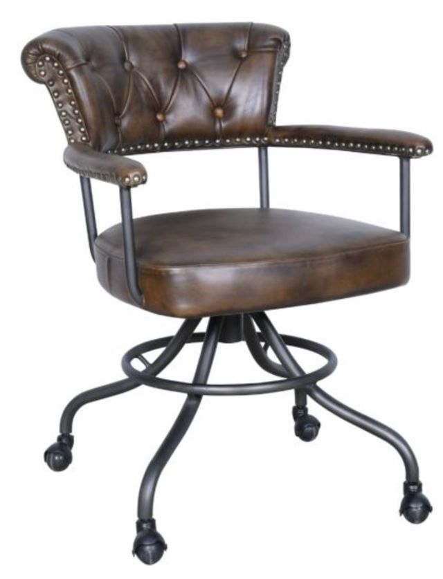 Home Trends & Design Essex Chesterfield Antique Whiskey Office Chair-0
