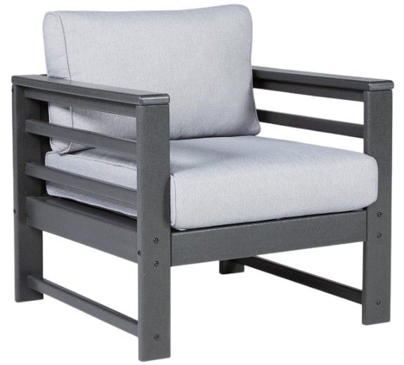 Signature Design by Ashley® Amora 2-Piece Charcoal Gray Fabric/Steel Outdoor Lounge Chair Set-1
