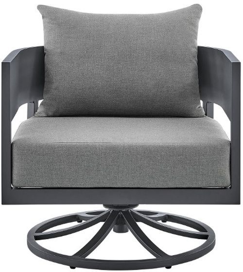 Armen Living Menorca Gray Aluminum/Fabric Outdoor Swivel Rocker Chair-3