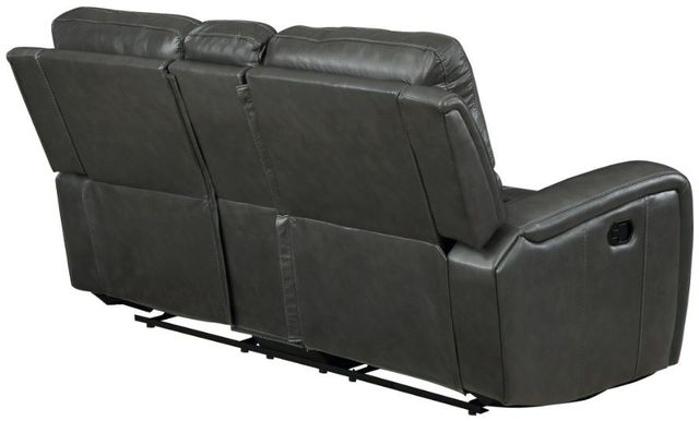 New Classic® Home Furnishings Linton Gray Leather Manual Reclining Console Loveseat-3