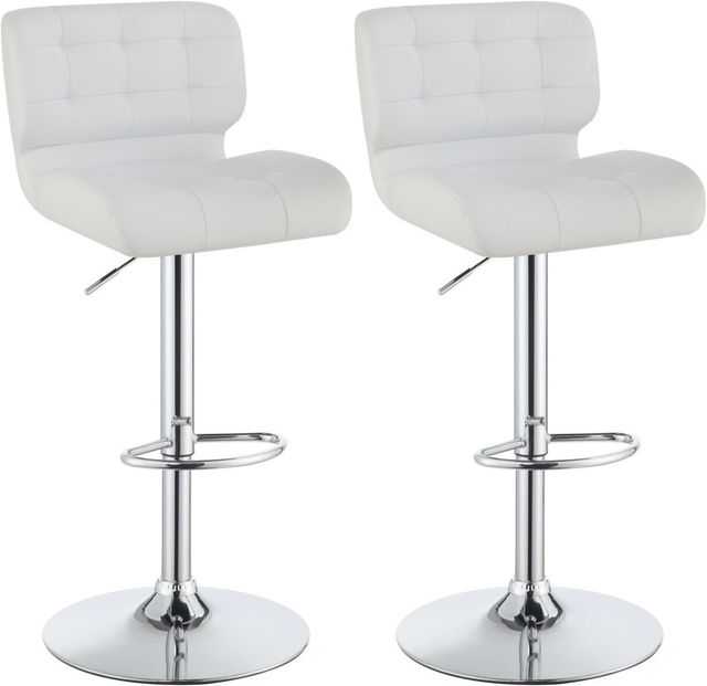 Coaster® Azalea 2-Piece Chrome/White Upholstered Adjustable Stools-0