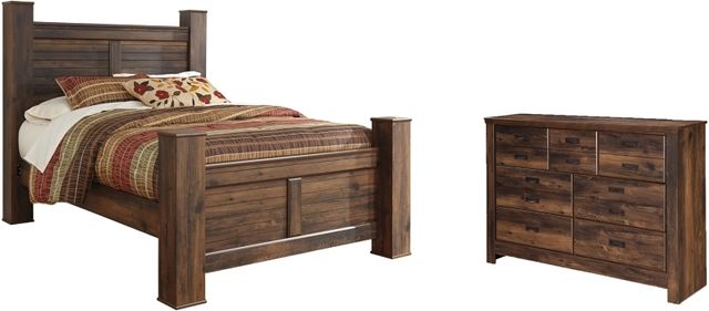 Signature Design by Ashley® Quinden 2-Piece Dark Brown Queen Poster Bed Set-0