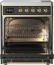 Ilve® Majestic III 30" Graphite Matte Pro Style Induction Range with Triple Glass Door and Brass Trim-1