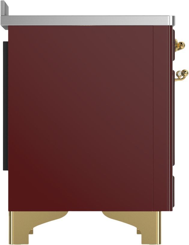 Ilve® Majestic III 48" Burgundy Pro Style Induction Range with Triple Glass Door and Brass Trim-3