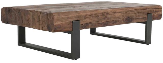 Classic Home Duarte Reclaimed Brown 55" Coffee Table with Black Base-0