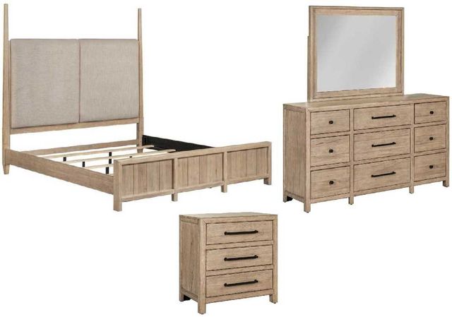 Liberty Furniture Proximity Place 4-Piece Barley/Barley Buff King Poster Bedroom Set-0