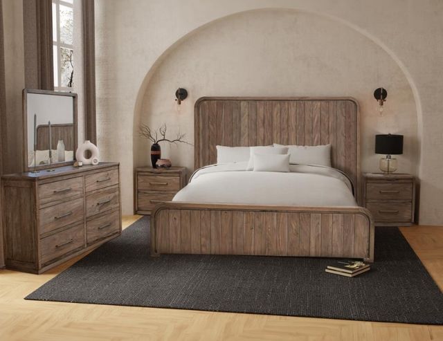 International Furniture Direct Mezquite Natural Queen Panel Bed-1