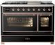 Ilve® Majestic III 48" Glossy Black Pro Style Dual Fuel Liquid Propane Range with Triple Glass Door and Copper Trim-1