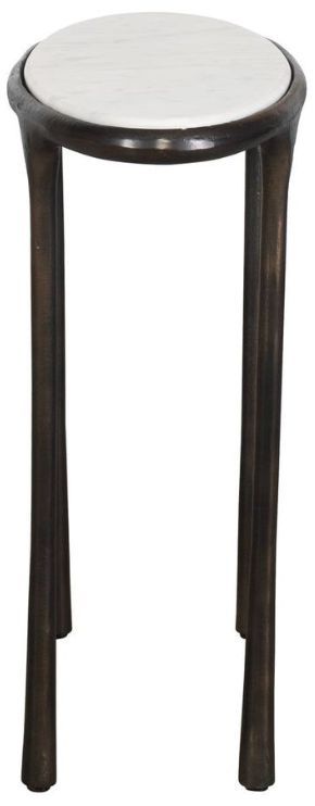 Uttermost® Ata White Accent Table with Dark Bronze Base-4