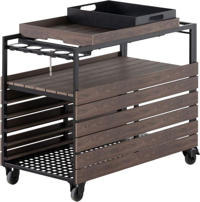 Transformer Table Transformer Black/Dark Walnut Aluminum/Polystyrene Outdoor Bar Cart-1