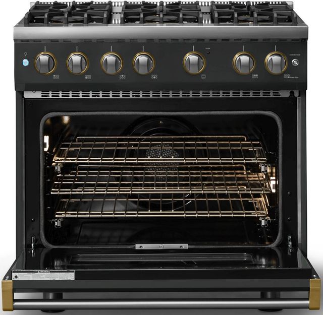 Viking® 5 Series 36" Antique Bronze Pro Style Gas (NG) Range with Brushed Brass Trim-1