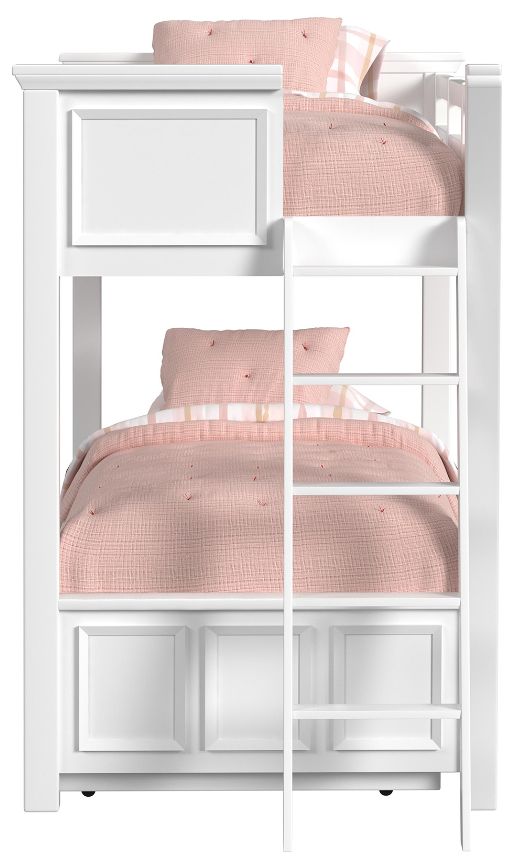 Elements International Hampton Kids White Youth Twin/Twin Loft Bed with Ladder and Trundle-3