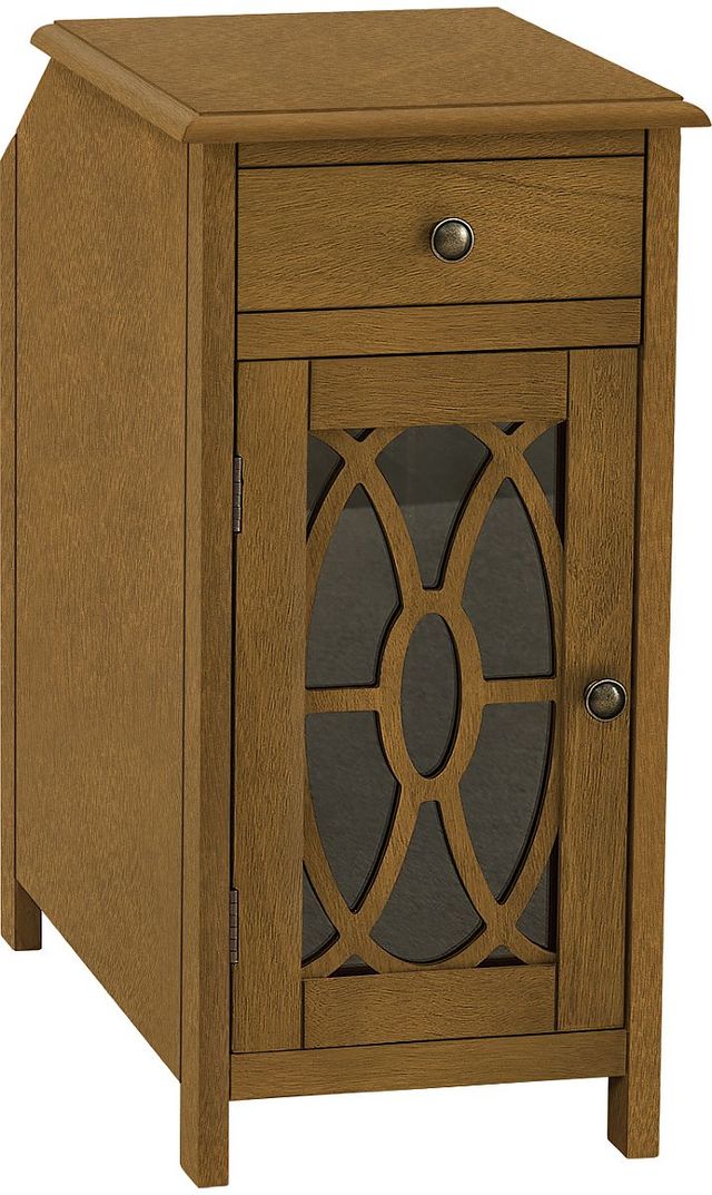 Monarch Specialties Inc. Brown Veneer Narrow Storage Side Table-0