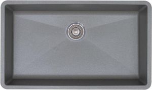 Blanco Precis Metallic Gray 32 Inch SILGRANIT Granite Composite Undermount Super Single Bowl Kitchen Sink