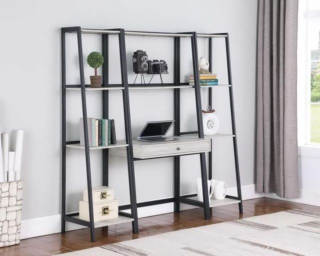 Coaster® Pinckard 3-Piece Black/Grey Stone Herringbone Ladder Desk Set-0