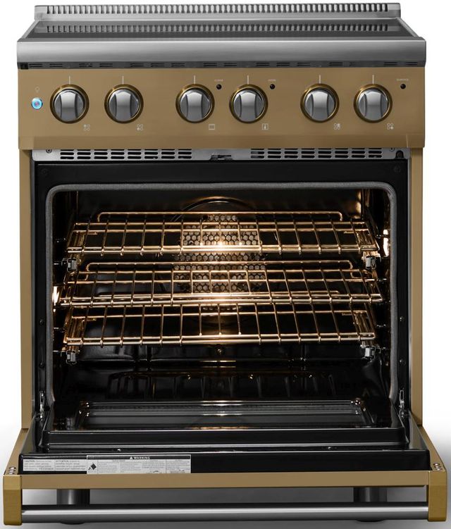 Viking® 5 Series 30" Golden Hour Pro Style Electric Range with Brushed Brass Trim-1