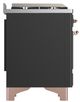 Ilve® Majestic III 60" Graphite Matte Pro Style Dual Fuel Liquid Propane Range with Solid Door and Copper Trim-3