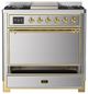 Ilve® Majestic III 36" Stainless Steel Pro Style Dual Fuel Natural Gas Range with Solid Door and Brass Trim-3