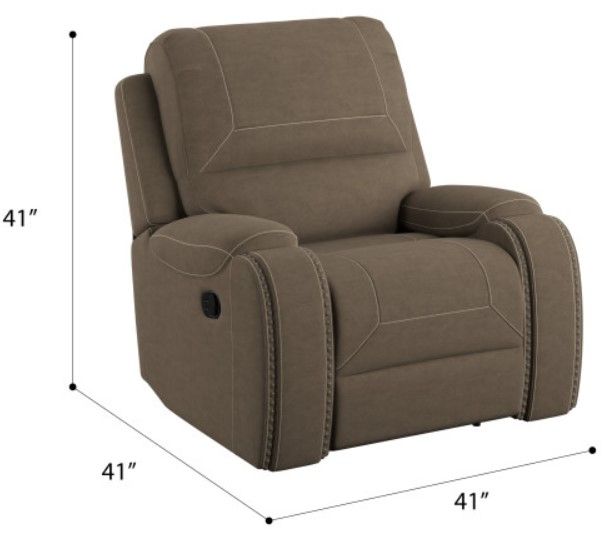 Emerald Home Adrian Walnut Brown Swivel Manual Recliner-2