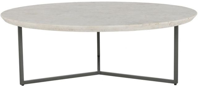 Moe's Home Collection Chloe White Coffee Table with Black Iron Base-1