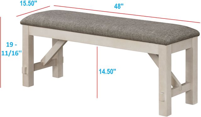 Crown Mark Maribelle Chalk/Warm Gray Dining Bench-2