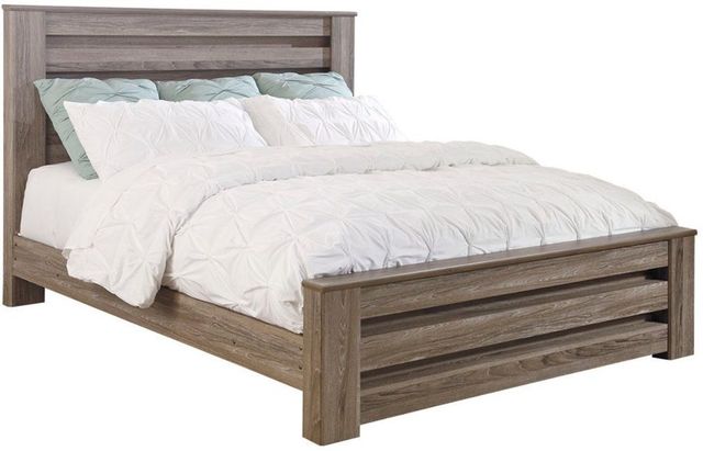 Signature Design by Ashley® Zelen 5-Piece Warm Gray King Panel Bed Set-1