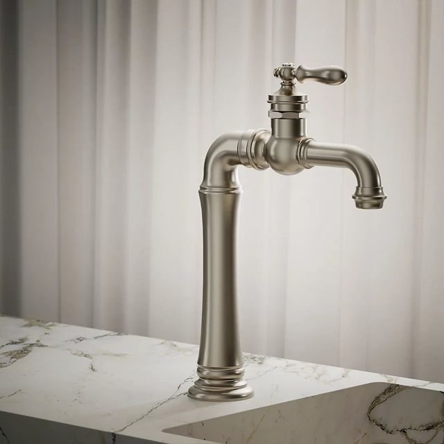 KOHLER® Artifacts® Gentleman's® Vibrant Brushed Nickel Single-Handle Bathroom Sink Faucet-3