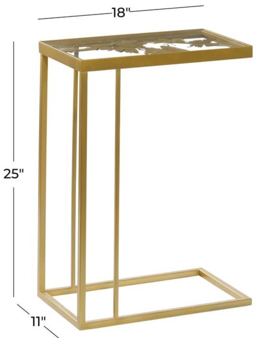 Deco Marche Clear Glass Top Rectangular Accent Table with Gold Base-3
