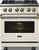 Viking® 5 Series 30" Pure White Pro Style Dual Fuel (NG) Range with Brushed Brass Trim-2