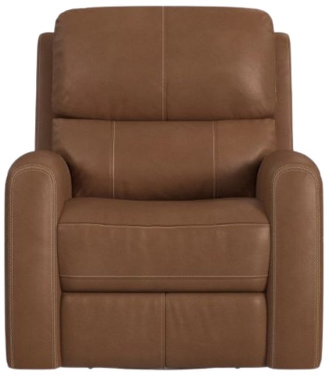 Flexsteel® Linden Caramel Leather Power Swivel Gliding Recliner with Power Headrest, Lumbar, Heat and Massage-2