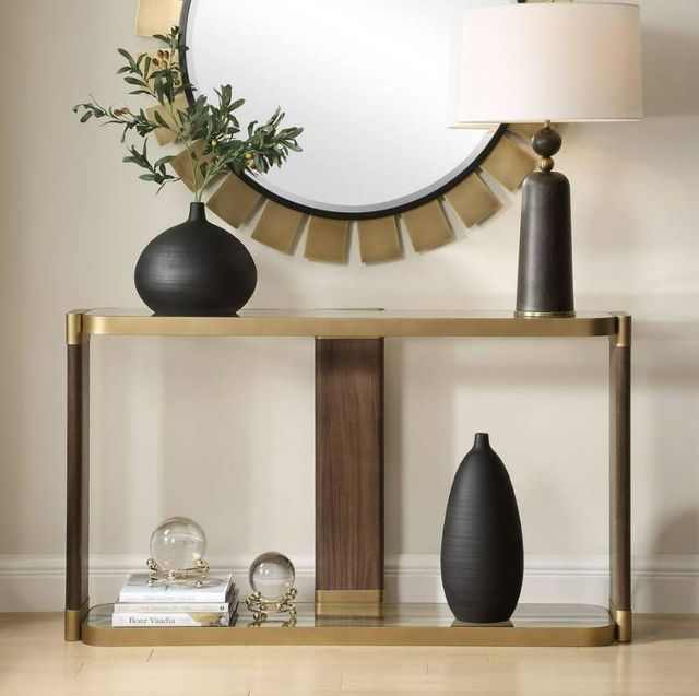 Uttermost® Ryles Gold/Walnut Console Table-1