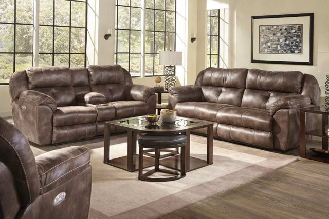Catnapper® Ferrington Dusk Power Headrest Power Lay Flat Reclining Console Loveseat-2