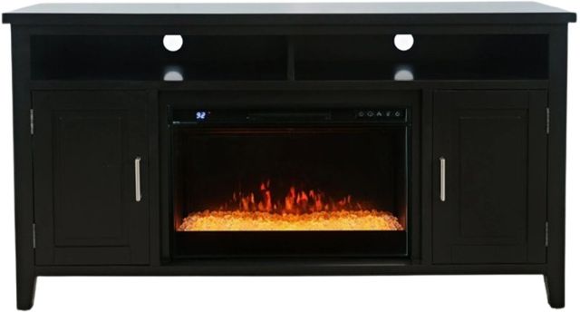 Jofran Inc. Urban Icon Black Electric Fireplace Media Console with Crystal Display-2