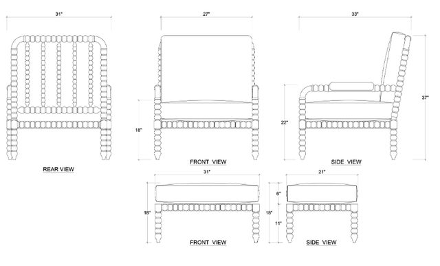 Bramble Customizable Cholet Arm Chair with Ottoman Set-1