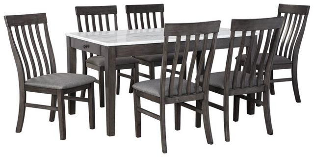 Benchcraft® Luvoni 7-Piece Dark Charcoal Gray Dining Set-0