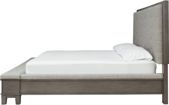 Benchcraft® Hallanden Gray Queen Upholstered Panel Storage Bed-3