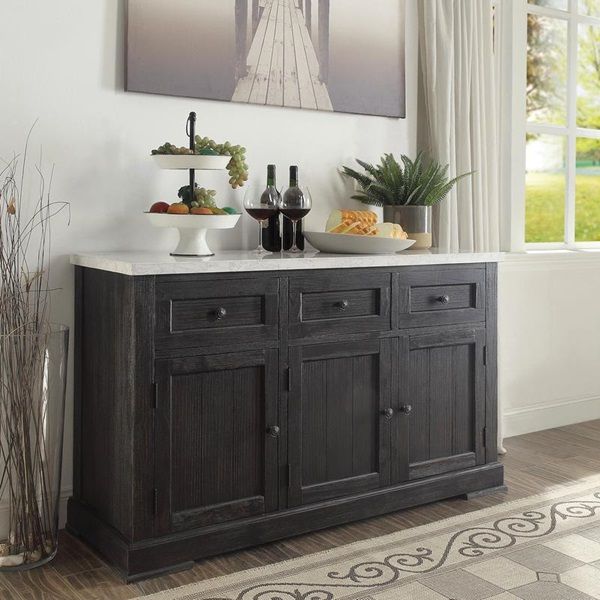 ACME Furniture Nolan Salvage Dark Oak/White Marble Server-1