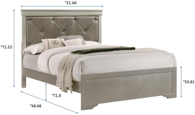Crown Mark Amalia Queen Nickel Upholstered Panel Bed-2
