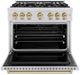 ZLINE Autograph Edition 36". 5.2 cu. ft. Dual Fuel Range with 6 Burner DuoPro™ Cooktop and Electric Convection Oven in Stainless Steel and Champagne Bronze Accents -1
