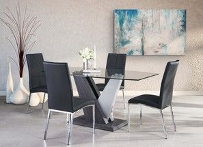 Mazin Furniture Baxter Gray/White Glass Top Dining Table-2